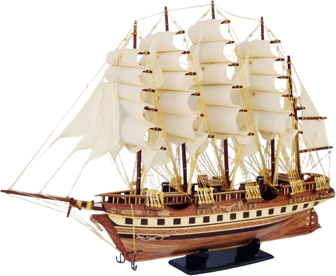 Authentic 78cm R&M French Battleship Premium Handcrafted Wooden Model for Collec