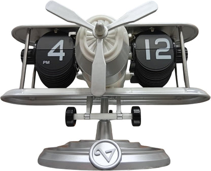 Authentic R &amp; M Retro Airplane Flip Clock Toy Style Vintage Aircraft Desk Clock