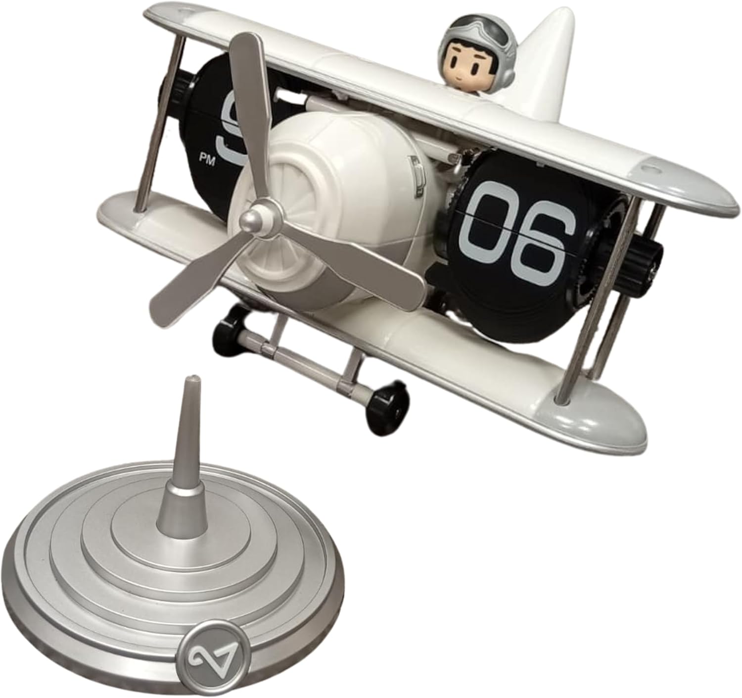 Authentic R &amp; M Retro Airplane Flip Clock Toy Style Vintage Aircraft Desk Clock