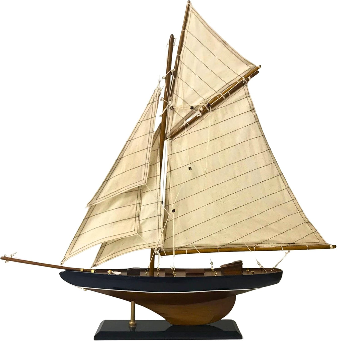 Authentic 65cm R&amp;M Sailboat Handcrafted Wooden Yacht Model with Stand for Nautic