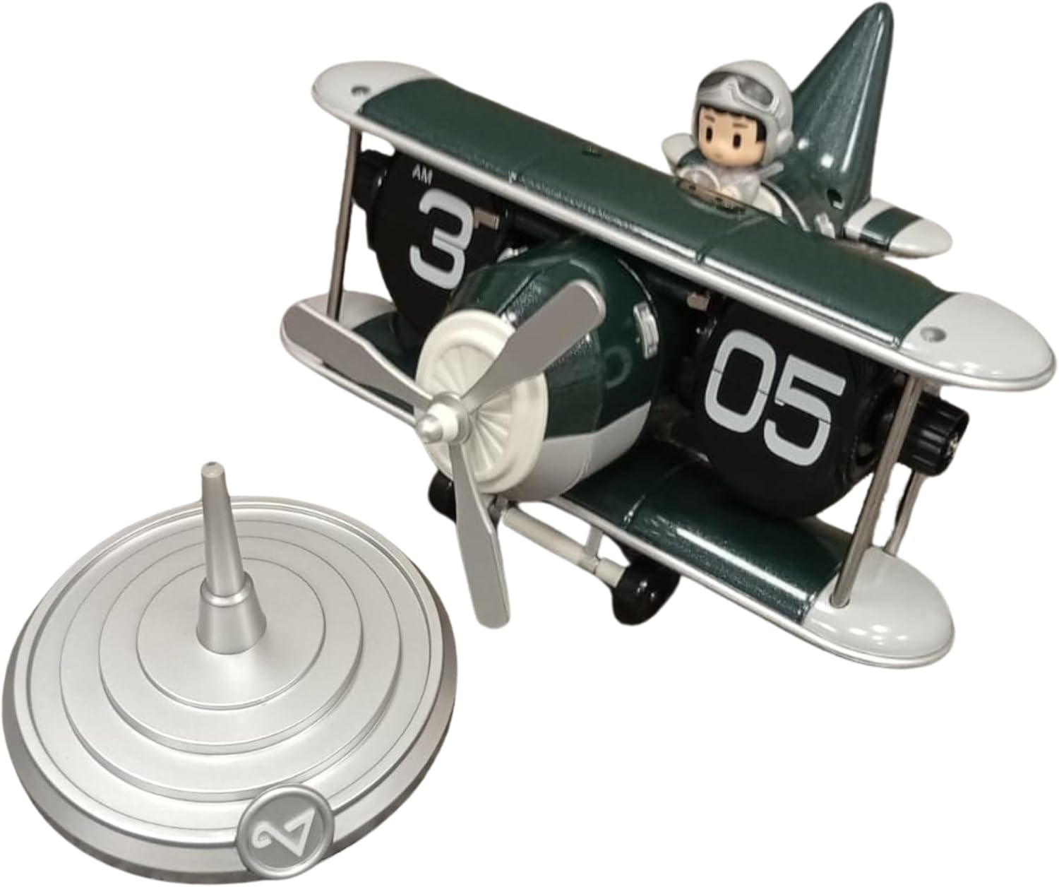 Authentic R &amp; M Retro Airplane Flip Clock Toy Style Vintage Aircraft Desk Clock