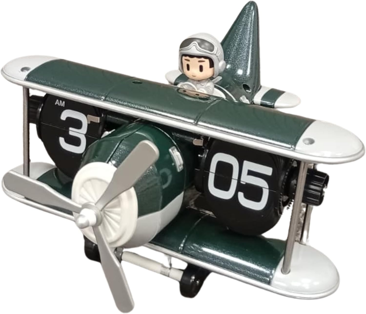 Authentic R &amp; M Retro Airplane Flip Clock Toy Style Vintage Aircraft Desk Clock
