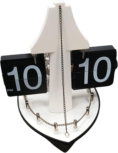 Ship Deck Flip Clock Wall Hanging Retro Nautical with Automatic Flip Panels AM PM Display Decorative Boat Style Desk Shelf Timepiece blue black (Black)
