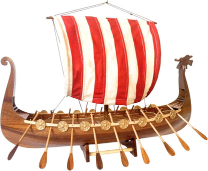 Authentic 60cm R&amp;M Viking Drakkar Handcrafted Wooden Warship Model for Collector