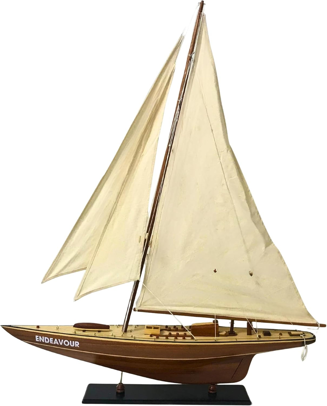 Authentic 90cm R&amp;M ENTERPRISE Handcrafted Wooden Sailboat Model for Collectors,