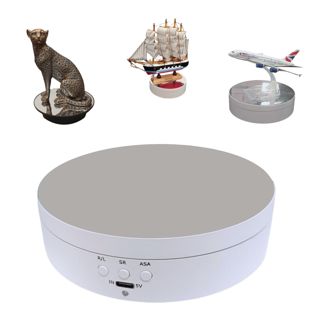 360 Degree Rotating Display Stand with Mirror Surface Motorized Turntable for Ph