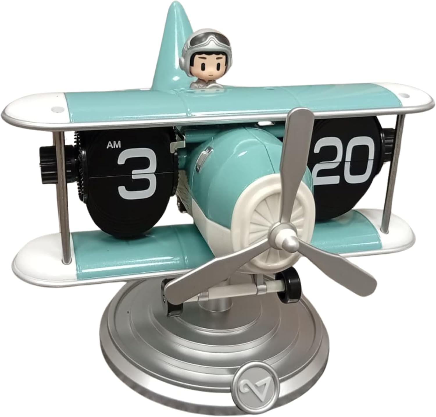 Authentic R &amp; M Retro Airplane Flip Clock Toy Style Vintage Aircraft Desk Clock