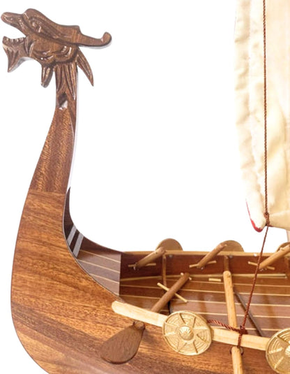 Authentic 60cm R&amp;M Viking Drakkar Handcrafted Wooden Warship Model for Collector