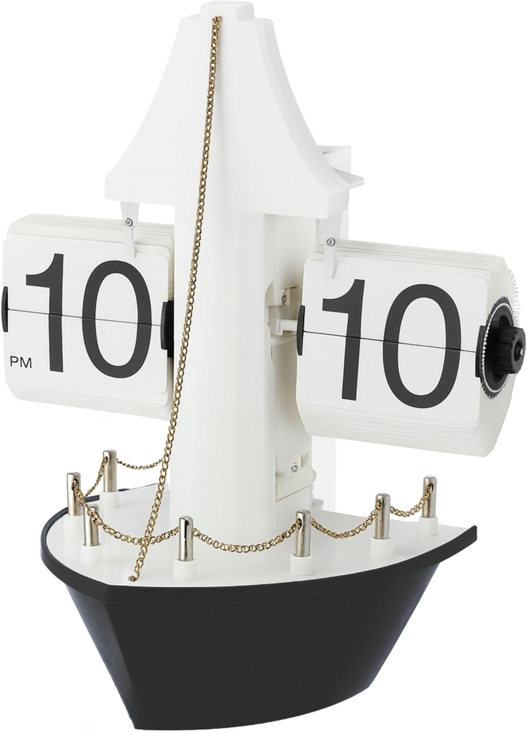 Ship Deck Flip Clock Wall Hanging Retro Nautical with Automatic Flip Panels AM PM Display Decorative Boat Style Desk Shelf Timepiece blue black (Black)