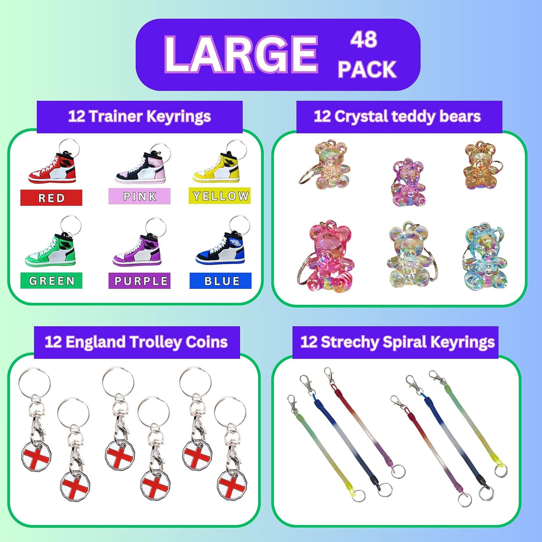 8 Piece Mystery Party Bag Random Selection of Keyrings and Keychains