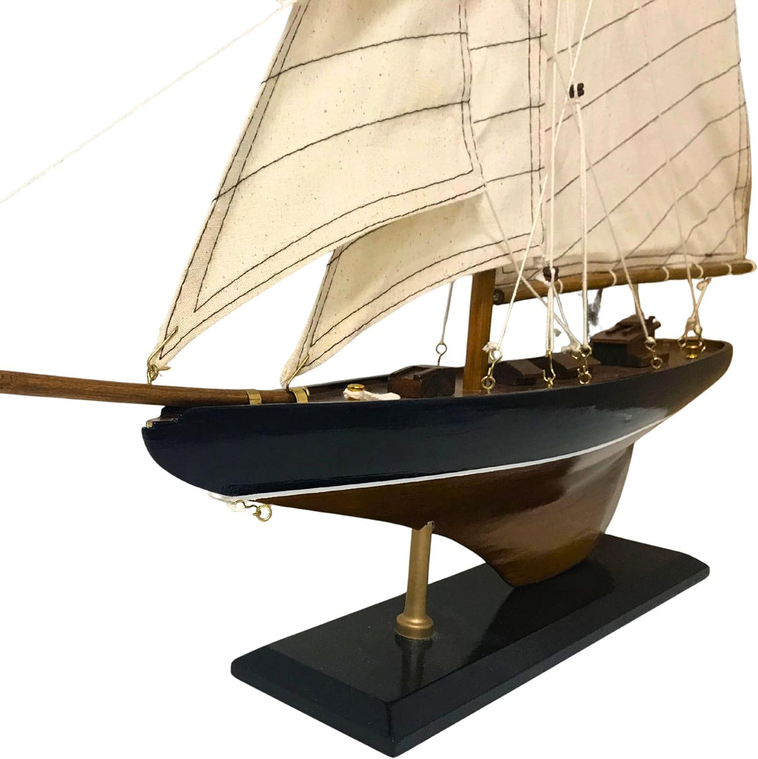 Authentic 65cm R&amp;M Sailboat Handcrafted Wooden Yacht Model with Stand for Nautic