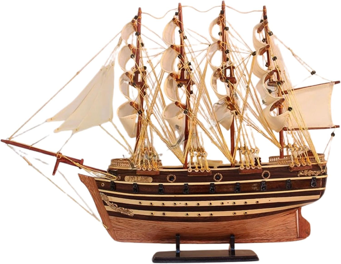 Authentic R &amp; M Jylland Model Ship 54.5cm Wooden with Stand – Handcrafted Historic Naval Replica for Home Décor &amp; Collectors