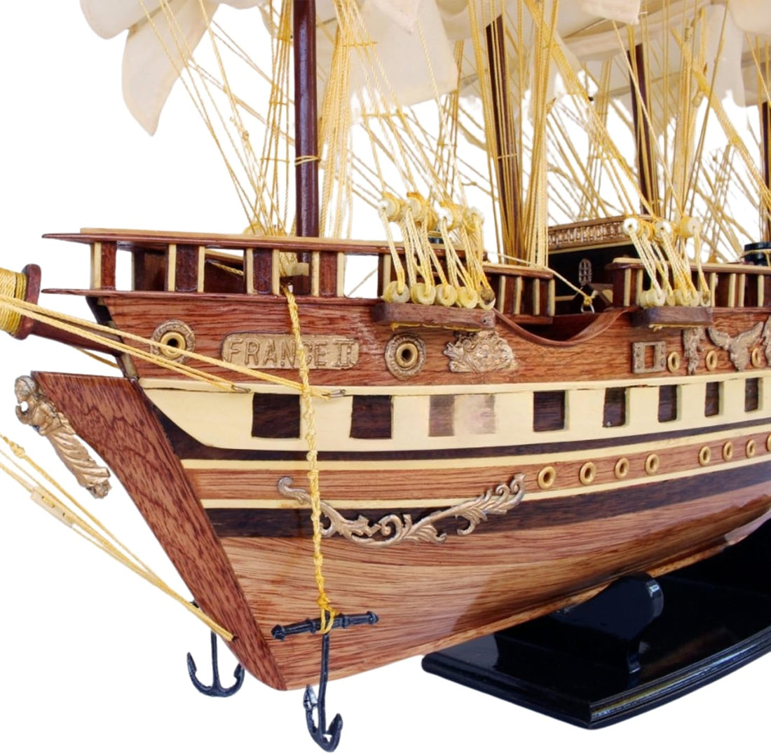 Authentic 78cm R&amp;M French Battleship Premium Handcrafted Wooden Model for Collec