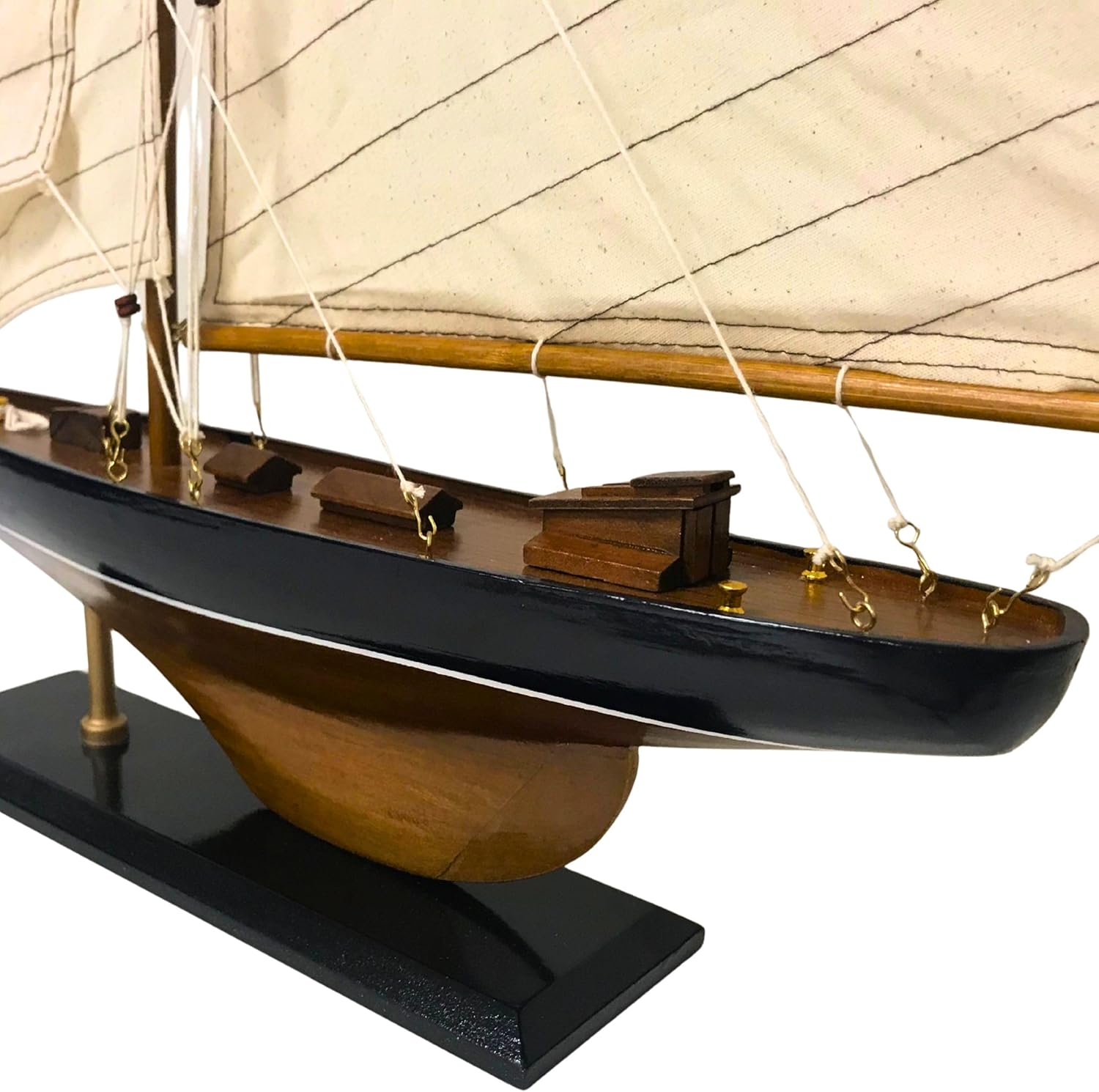 Authentic 65cm R&amp;M Sailboat Handcrafted Wooden Yacht Model with Stand for Nautic