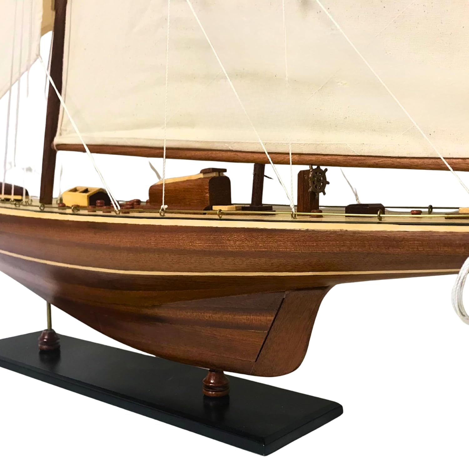 Authentic 90cm R&amp;M ENTERPRISE Handcrafted Wooden Sailboat Model for Collectors,