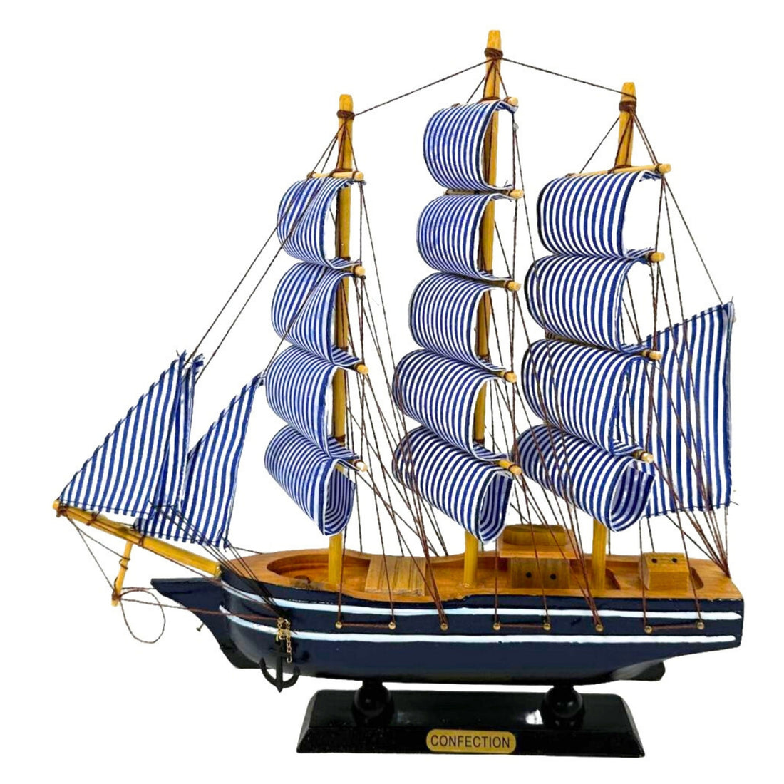 Handmade Blue Confection Ship Model - 32cm x 31cm - Decor Gift