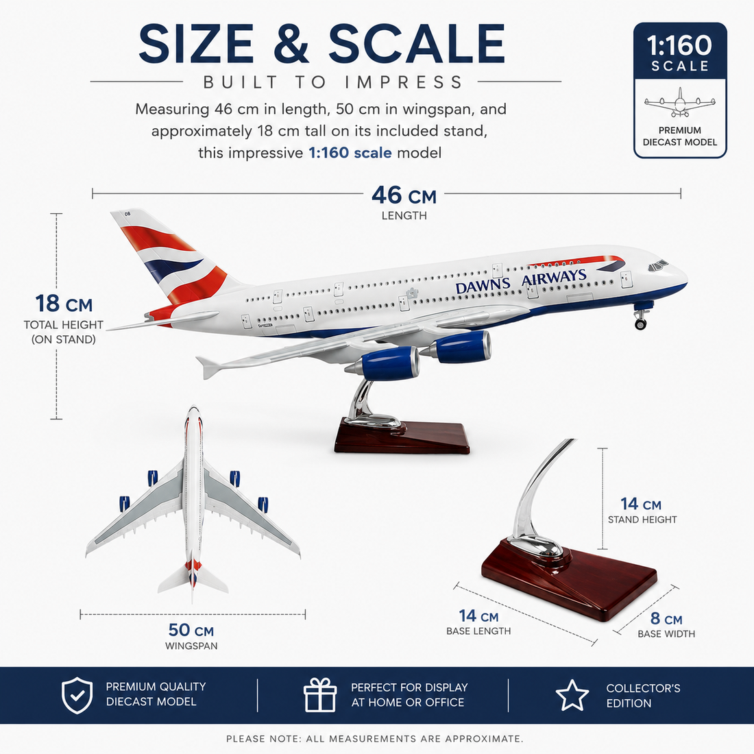 Personalised British Airways Airbus A380 Model Plane 1:160 Scale