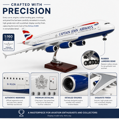 Personalised British Airways Airbus A380 Model Plane 1:160 Scale