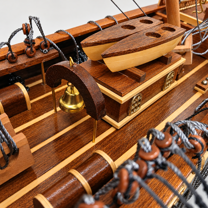 Very Large Wooden Sailing Ship Model – Handcrafted Classic Tall Ship Display 95cm Long