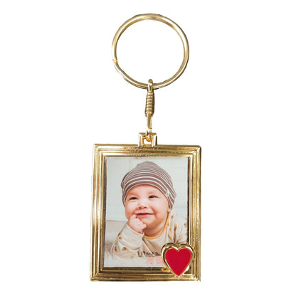 1 Heart Keyring Photo Frame Gold – Gift men women dad mum key ring fobs keys