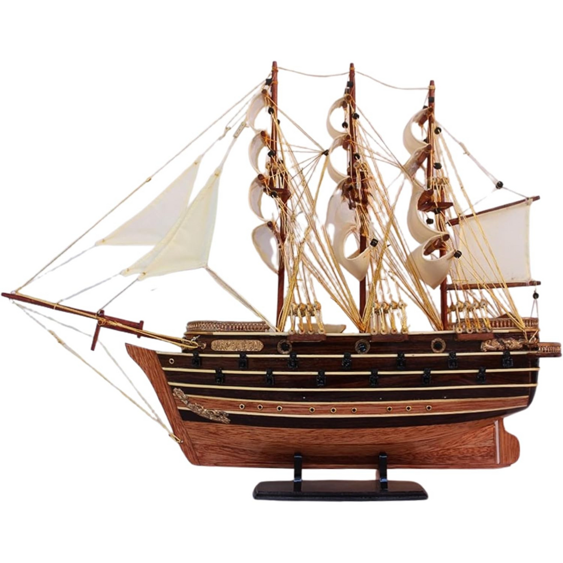 Napoleon Wooden Ship Model by R and M – Handcrafted French Battleship Decor Gift