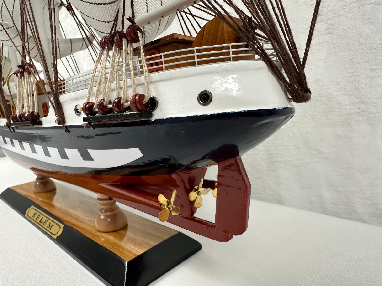 Vintage Belem Model Ship - Handmade 64cm Fully Assembled Nautical Decor with Dis