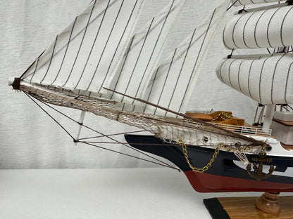 Vintage Belem Model Ship - Handmade 64cm Fully Assembled Nautical Decor with Dis