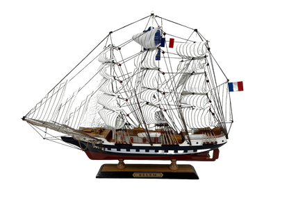 Vintage Belem Model Ship - Handmade 64cm Fully Assembled Nautical Decor with Dis