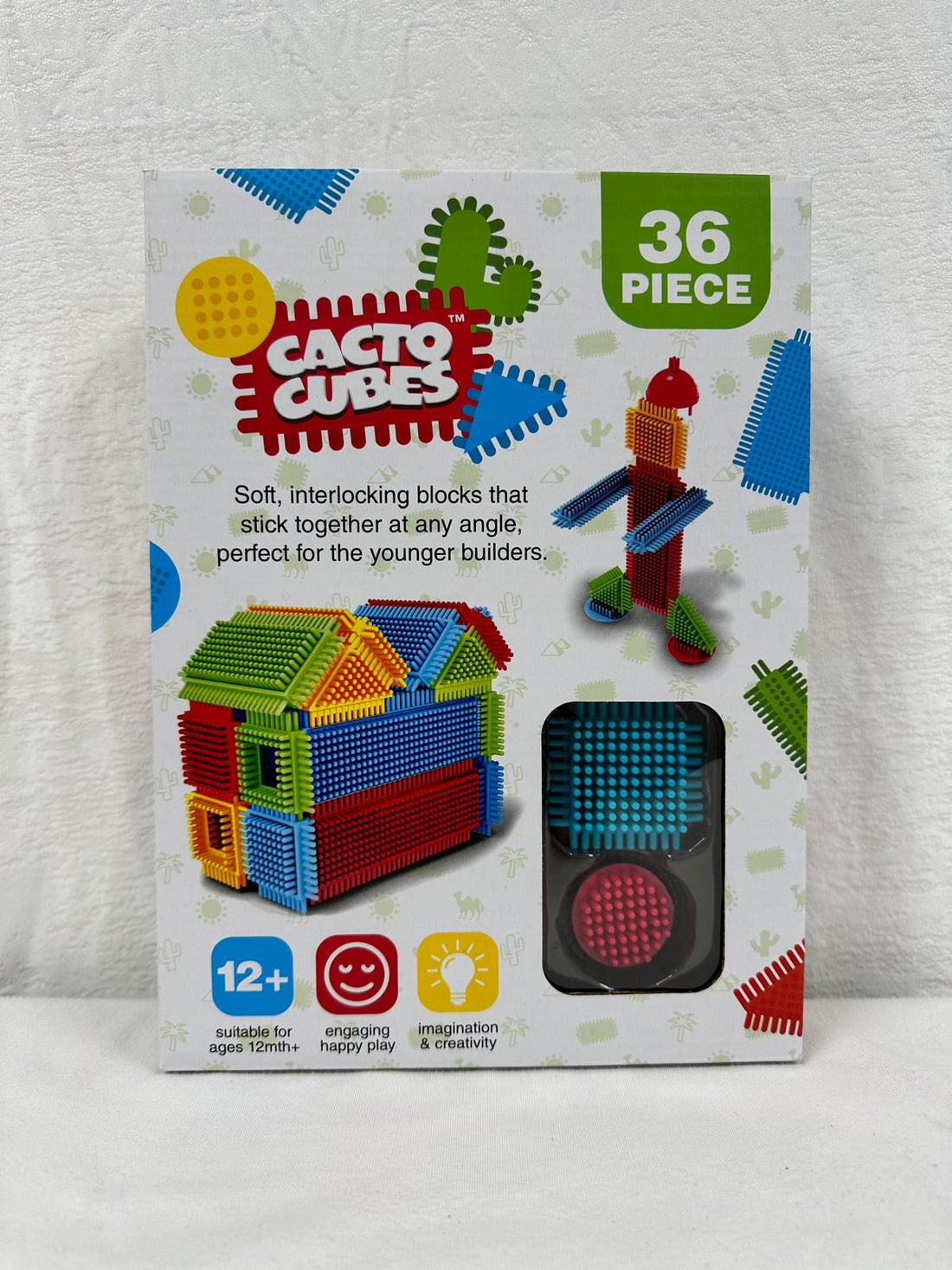 Cacto Cubes - 36 Piece Construction Toy for Kids, Soft Interlocking Blocks