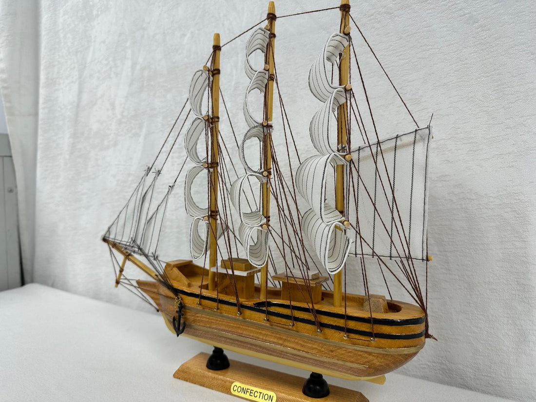 Handmade Confection Light Colour Ship Model - 31cm High