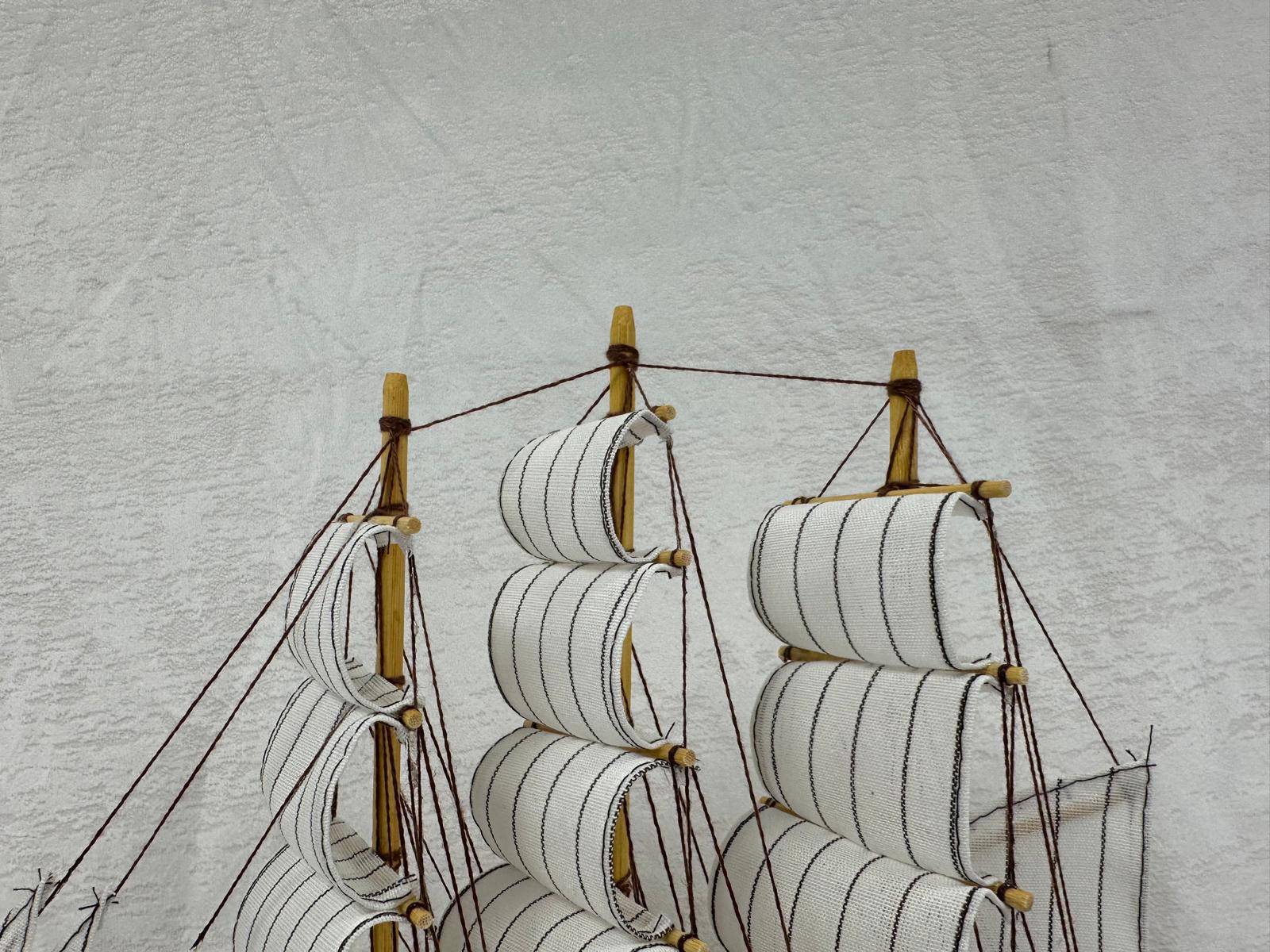 Handmade Confection Light Colour Ship Model - 31cm High