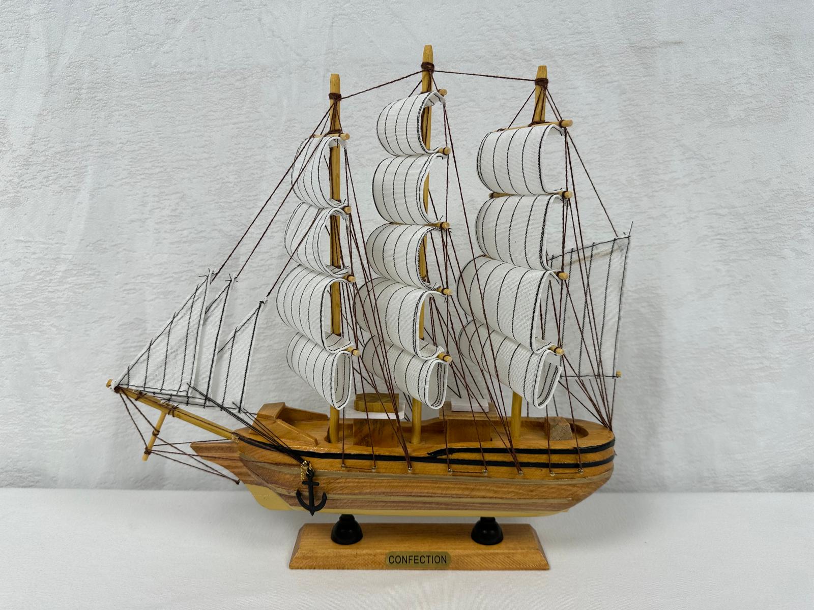 Handmade Confection Light Colour Ship Model - 31cm High