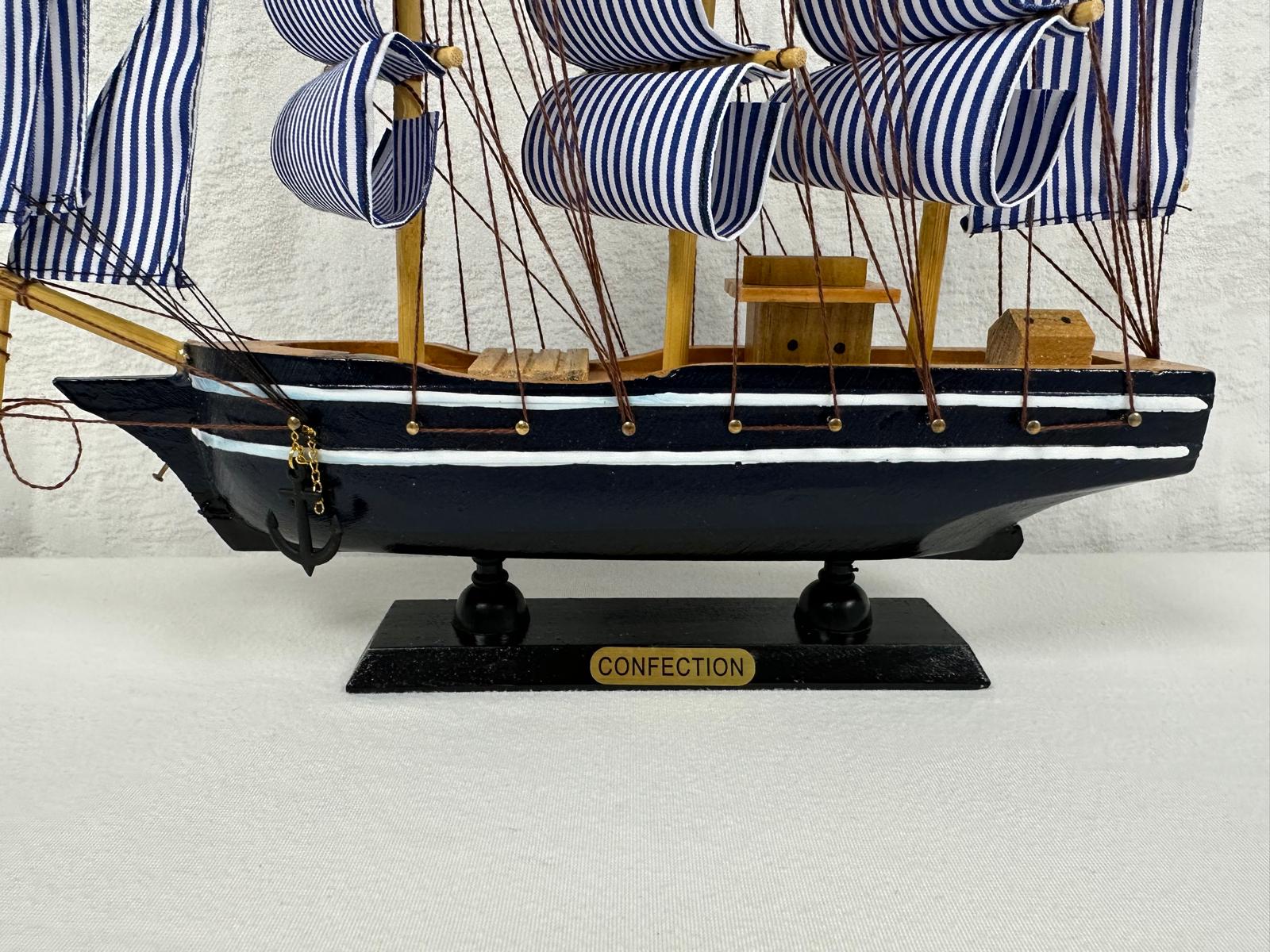 Handmade Blue Confection Ship Model - 32cm x 31cm - Decor Gift