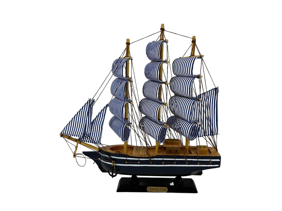 Handmade Blue Confection Ship Model - 32cm x 31cm - Decor Gift