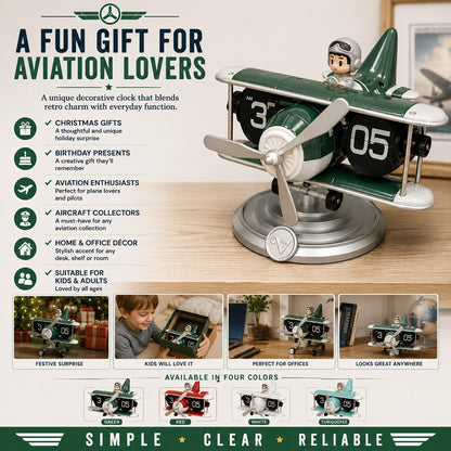 Airplane Model Clock Stylish Decor Aircraft Desk Home Adult Kids Christmas Gift