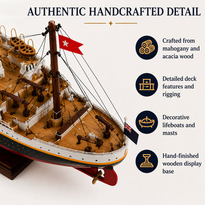 RMS Titanic Wooden Ship Model – 60cm | Handcrafted Mahogany &amp; Acacia
