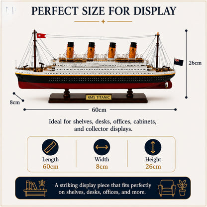 RMS Titanic Wooden Ship Model – 60cm | Handcrafted Mahogany &amp; Acacia