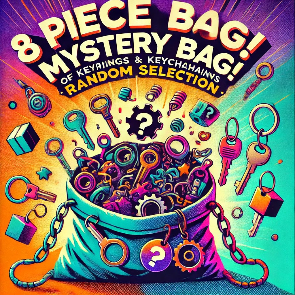 8 Piece Mystery Party Bag Random Selection of Keyrings and Keychains