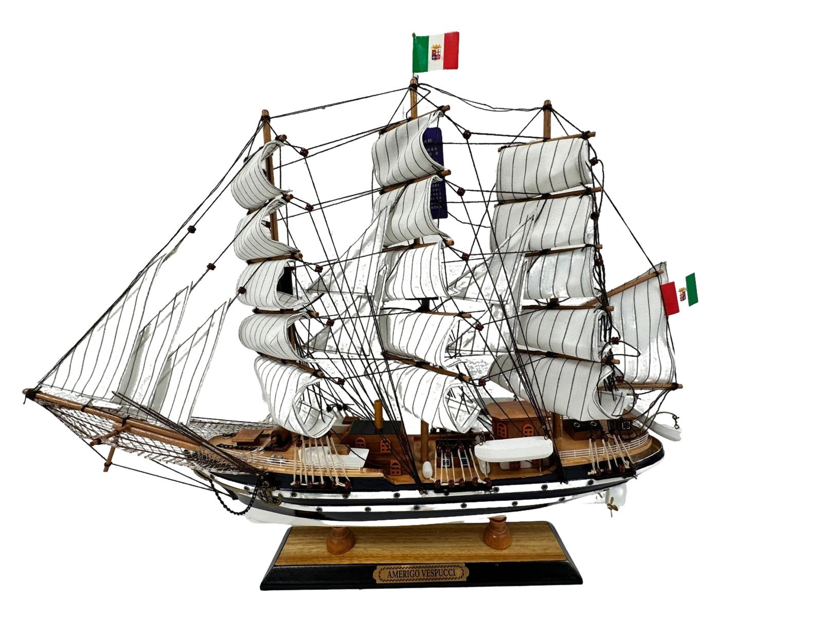 Vintage Model Ship Fully Assembled With Display Stand Handmade 65cm Length