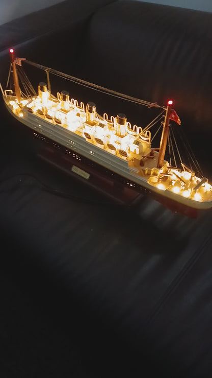 RMS Titanic Wooden Ship Model with Lights – 60cm | Handcrafted