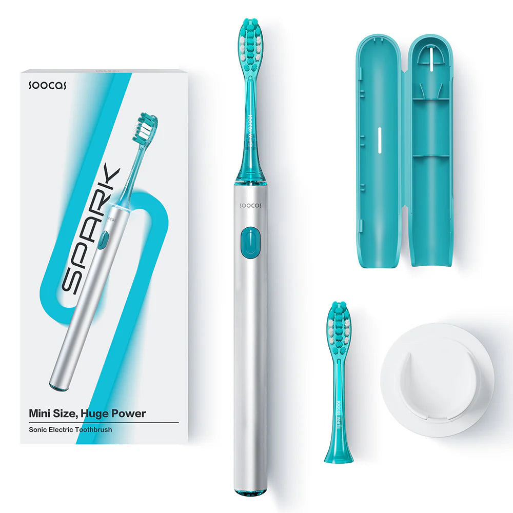 SOOCAS Spark toothbrush inside travel case with brush head
