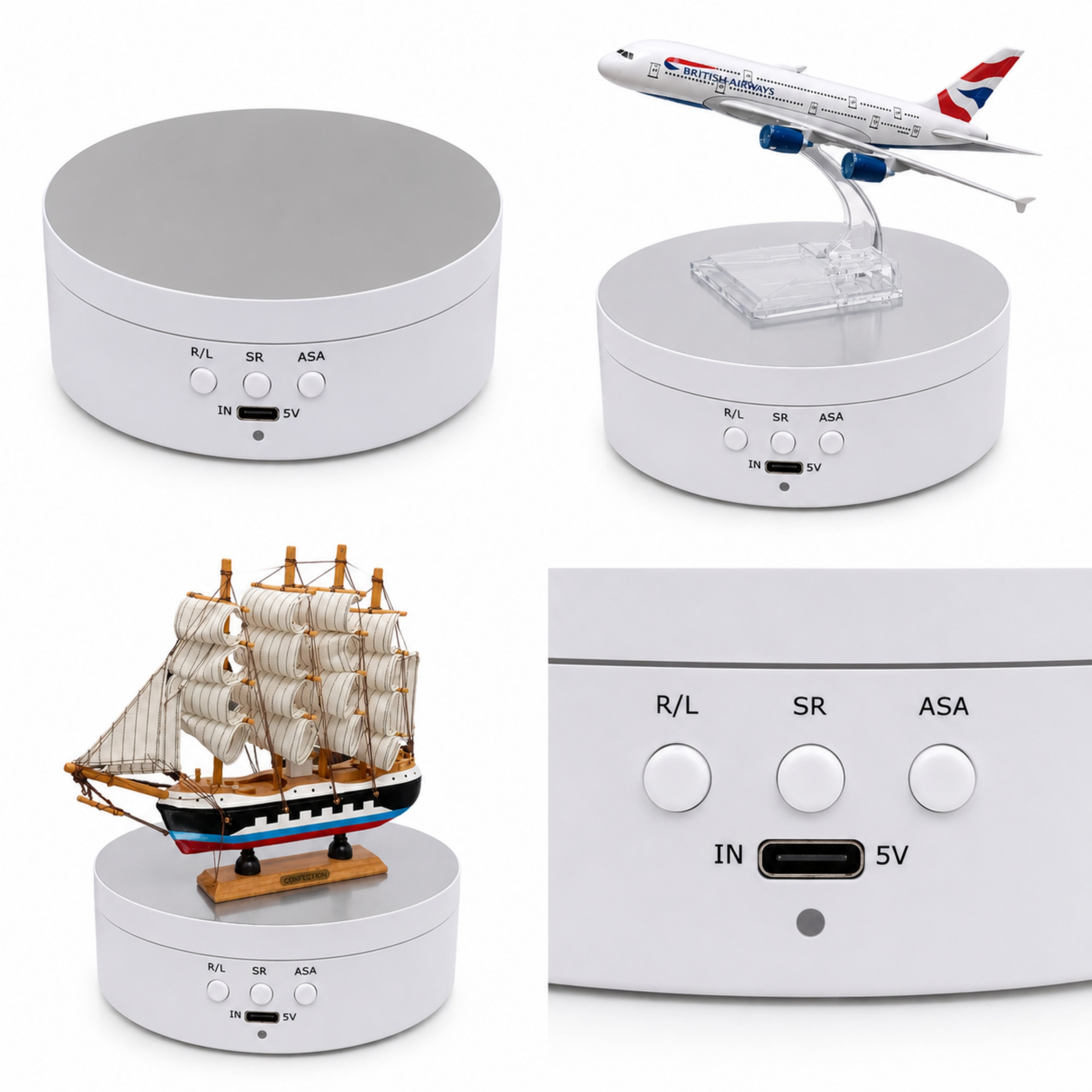 360 Degree Rotating Display Stand with Mirror Surface Motorized Turntable for Ph