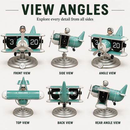 Airplane Model Clock Stylish Decor Aircraft Desk Home Adult Kids Christmas Gift
