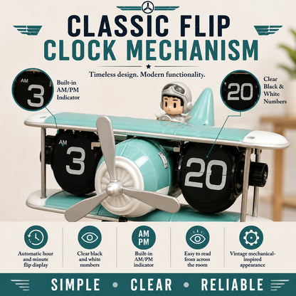 Airplane Model Clock Stylish Decor Aircraft Desk Home Adult Kids Christmas Gift