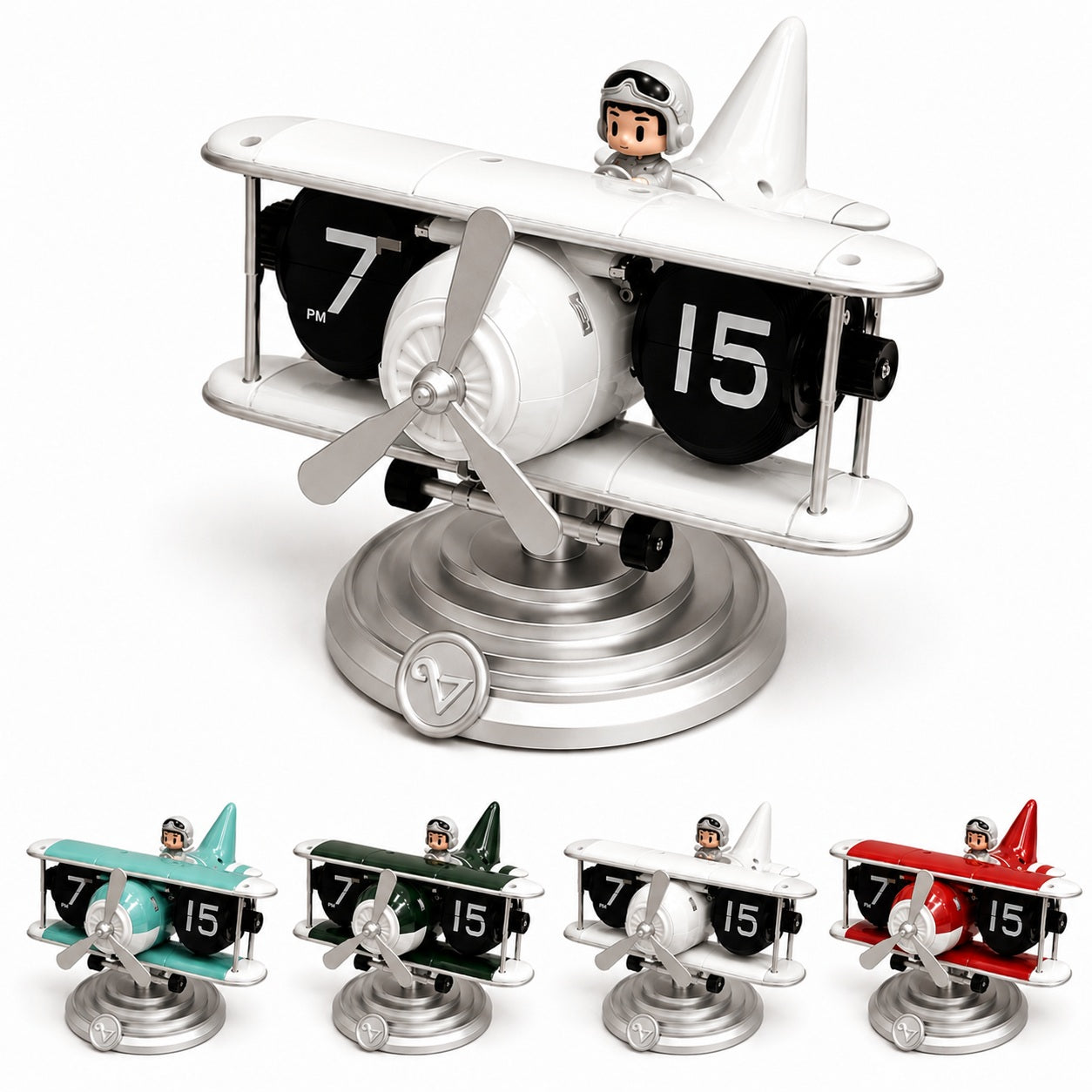 Airplane Model Clock Stylish Decor Aircraft Desk Home Adult Kids Christmas Gift